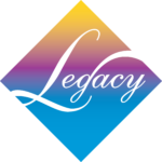 yellow, purple, blue legacy logo