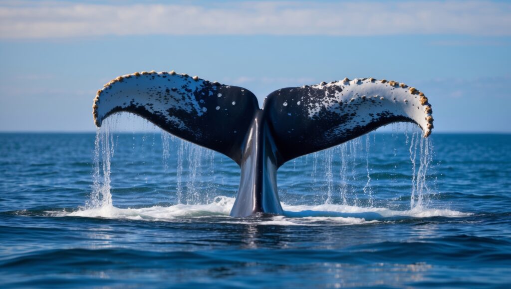 whale tail in the ocean